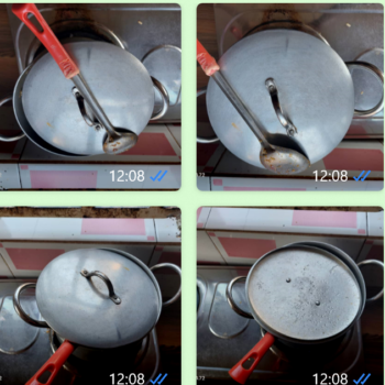 Different pot coverings which tell the level of food in the pot 